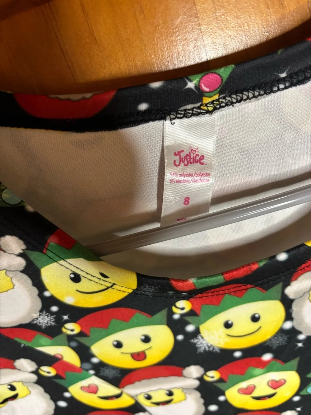Justice Black Holiday Emoji Skater Dress with Yellow & Red Accents